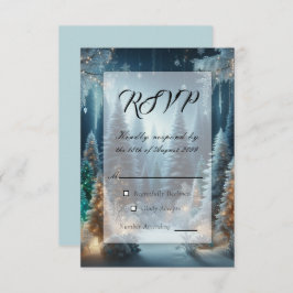 Frosted Pines in Winter Glow Wedding RSVP Kaartje