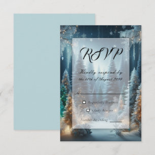 Frosted Pines in Winter Glow Wedding RSVP Kaartje