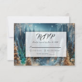 Frosted Pines in Winter Glow Wedding RSVP Kaartje (Voorkant)
