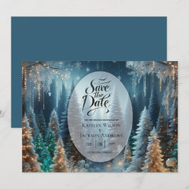 Frosted Pines in Winter Glow Wedding Save The Date