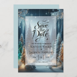 Frosted Pines in Winter Glow Wedding Save The Date