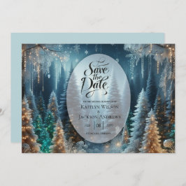 Frosted Pines in Winter Glow Wedding Save The Date