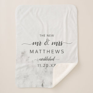 Frosted Pines Rustic De nieuwe Mr & Mrs Passen get Sherpa Deken