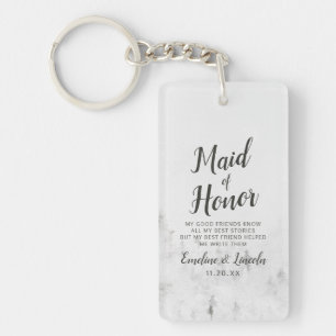 Frosted Pines Rustic White Bruidsmeisje Citaat Sleutelhanger