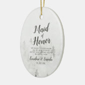 Frosted Pines Rustic White Maid of Honor Quote Keramisch Ornament (Links)