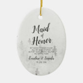 Frosted Pines Rustic White Maid of Honor Quote Keramisch Ornament (Voorkant)