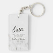 Frosted Pines Rustic White Mountains zustercitaat Sleutelhanger (achterkant)