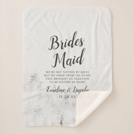 Frosted Pines Rustic White to the Bridesmaid Quote Sherpa Deken (Voorkant)
