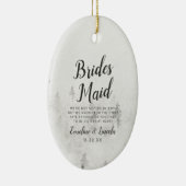 Frosted Pines Rustieke Witte Winter Bruidsmeisje Q Keramisch Ornament (Rechts)