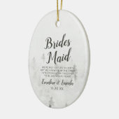 Frosted Pines Rustieke Witte Winter Bruidsmeisje Q Keramisch Ornament (Links)