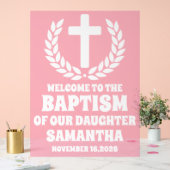 Frosted Pink Acryl Meisje Doop Welkom Teken Acryl Bord (Huwelijk)