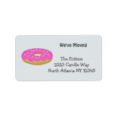 Frosted Pink Doughnut Nieuw adres Etiket (Voorkant)