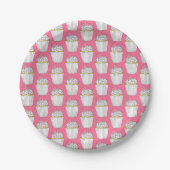 Frosted Pink Heart Cupcake Sprinkles Dessert Love Papieren Bordje (Voorkant)