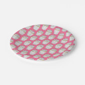 Frosted Pink Heart Cupcake Sprinkles Dessert Love Papieren Bordje (Gekanteld)