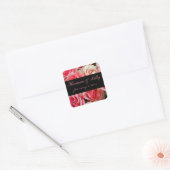 Frosted Pink Roses Personalized Wedding Vierkante Sticker (Envelop)
