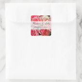 Frosted Pink Roses Personalized Wedding Vierkante Sticker (Tas)