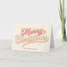 Frosted Pink Script Merry Christmas Feestdagen Kaart