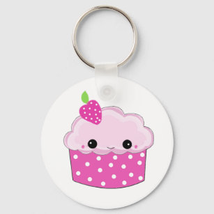 Frosted Pink Smiley Cupcake Sleutelhanger