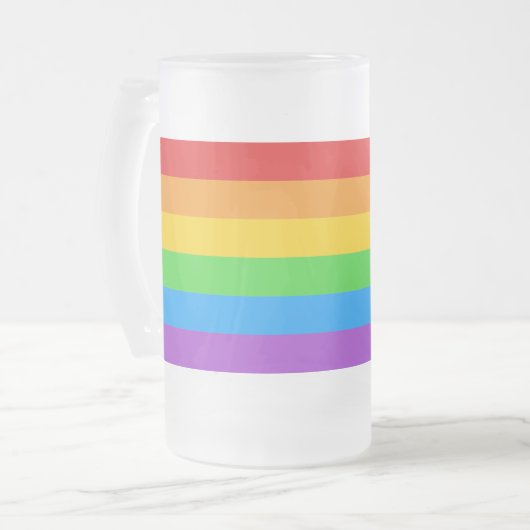 Frosted Pride: Regenboogvlag Matglas Bierpul (Voorkant links)