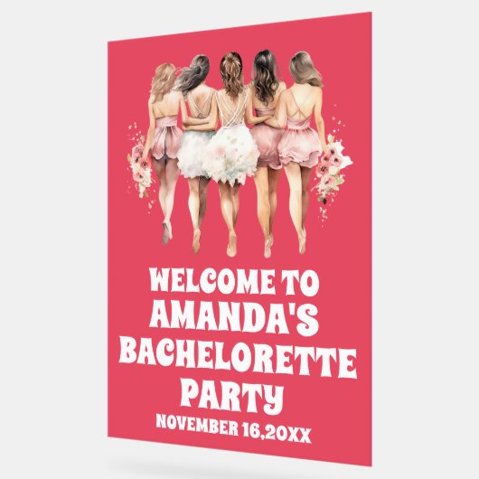 Frosted Red Acryl Bachelorette Welkom Teken Acryl Bord (Hoek)