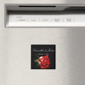 Frosted Red Rose Personal Wedding Magneet (Insitu (Vaatwasser))
