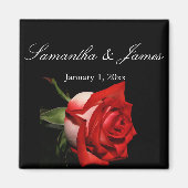 Frosted Red Rose Personal Wedding Magneet (Voorkant)