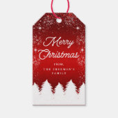Frosted Red & White Merry Christmas Holiday Cadeaulabel (Voorkant)