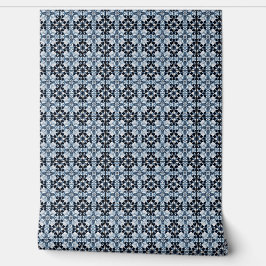 Frosted Regal Bloom Mini - Blauw, Wit, Zwart Behang