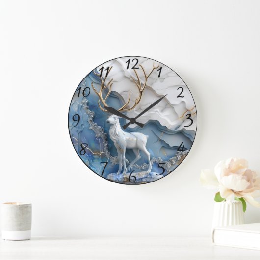 Frosted Reindeer Kerstscène Grote Klok (Huis)