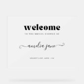 Frosted Retro Script Modern Vrijgezellenfeest Welk Acryl Bord (Voorkant)