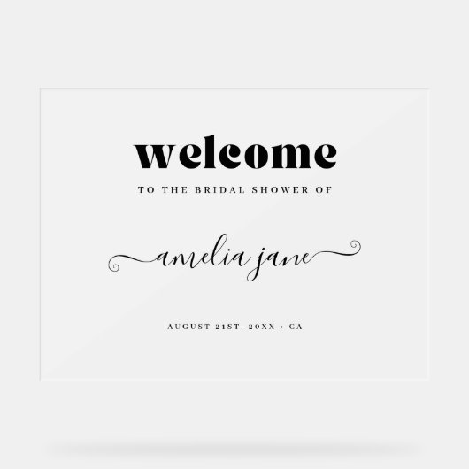 Frosted Retro Script Modern Vrijgezellenfeest Welk Acryl Bord (Voorkant)