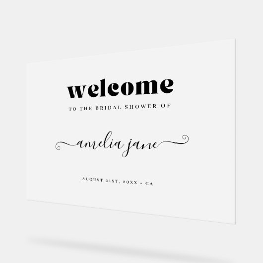 Frosted Retro Script Modern Vrijgezellenfeest Welk Acryl Bord (Hoek)