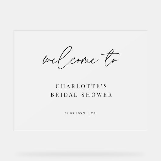 Frosted Script Wedding Vrijgezellenfeest Welkom Acryl Bord (Voorkant)