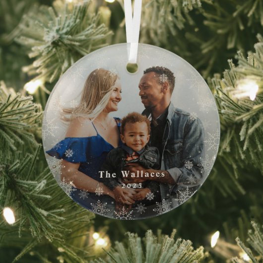 Frosted Season Gepersonaliseerde Kerstversiering Glas Ornament (Insitu)