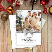 Frosted Silver Custom Photo & Message Christmas Feestdagenkaart