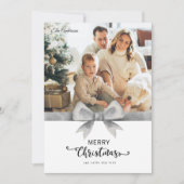 Frosted Silver Custom Photo & Message Christmas Feestdagenkaart (Voorkant)
