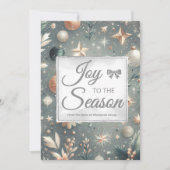 Frosted Silver Script Holiday Card Feestdagenkaart (Voorkant)