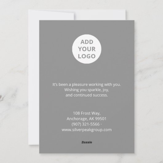 Frosted Silver Script Holiday Card Feestdagenkaart (Achterkant)