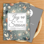 Frosted Silver Script Holiday Card Feestdagenkaart