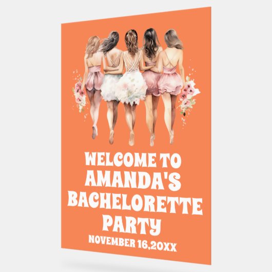 Frosted Sinaasappel Acryl Bachelorette Welkom Teke Bord (Hoek)