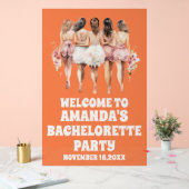 Frosted Sinaasappel Acryl Bachelorette Welkom Teke Bord (Huwelijk)