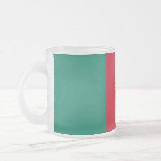 Frosted small glass mug with flag of Cameroon Matglas Koffiemok (Links)