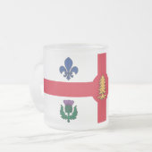 Frosted small glass mug with flag of Montreal Matglas Koffiemok (Voorkant links)