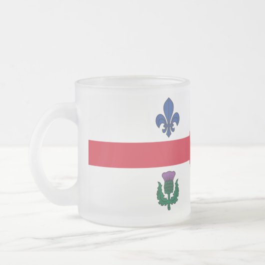 Frosted small glass mug with flag of Montreal Matglas Koffiemok (Links)
