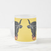 Frosted small glass mug with flag of Uri, Swiss Matglas Koffiemok (Voorkant links)