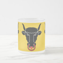 Frosted small glass mug with flag of Uri, Swiss Matglas Koffiemok