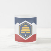 Frosted small glass mug with flag of Utah, USA Matglas Koffiemok (Center)