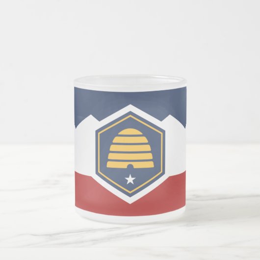 Frosted small glass mug with flag of Utah, USA Matglas Koffiemok (Center)