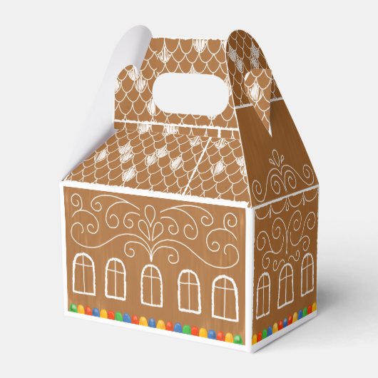 Frosted Snoep Holiday Gingerbread House Bedankdoosjes (Voorkant Zijde)