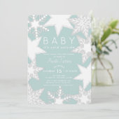 Frosted Snowflakes Blue Winter Baby shower Kaart (Staand voorkant)